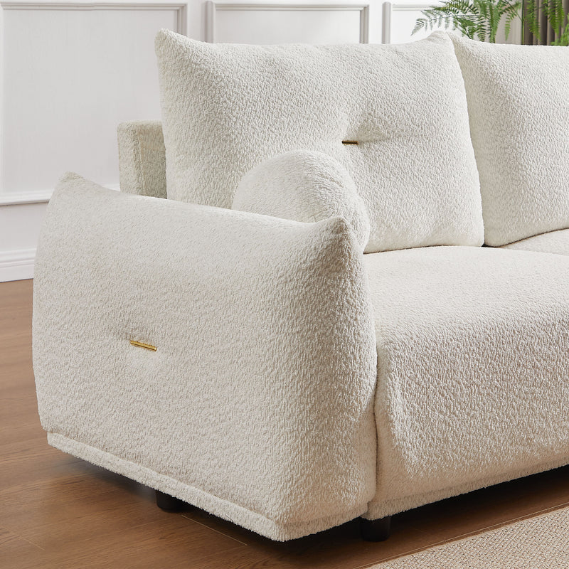 Lamb's Wool 2-Seater Cushion Sofa 90'' Comfortable Sofa For Living Room Bedroom And Other Casual Spaces Lamb's Wool Sofa With 2 Cushions And 2 Ball Pillows