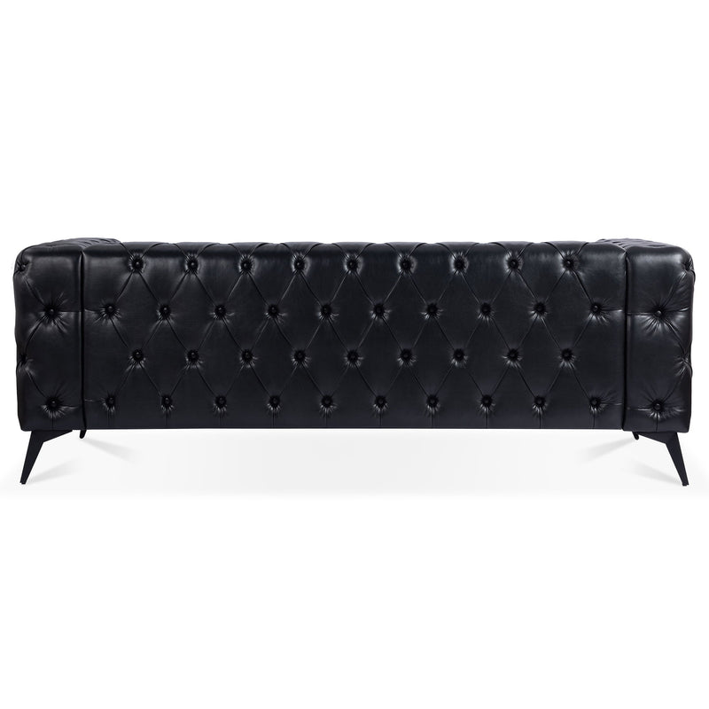 Square Arm Removable Cushion 3 Seater Sofa - Black