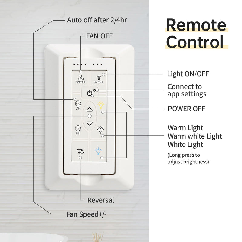 Ceiling Fan With 18W Dimmable Led Light Remote Control 8 Solid Wood Blades For Living Room - Black