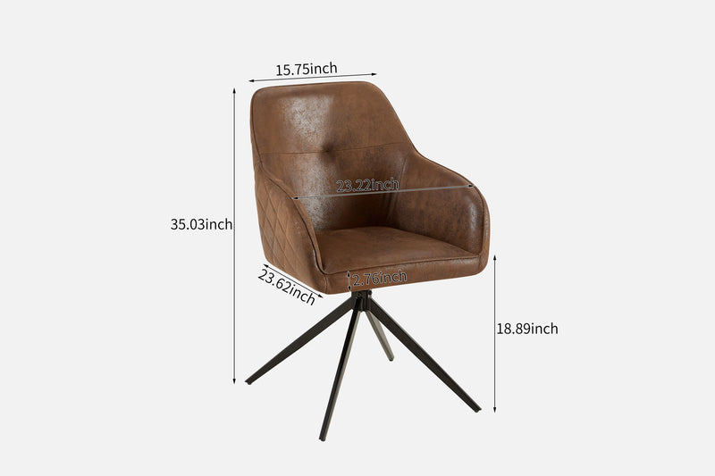 Modern Chair With Iron Tube Legs (Set of 2), Soft Cushions And Comfortable Backrest, Suitable For Dining Room, Living Room, Cafe, Simple Structure Swivel Chair - Matte Brown