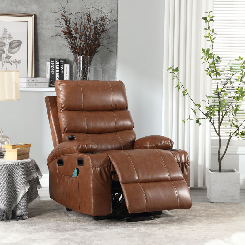 Large Size Electric Power Lift Recliner Chair Sofa For Elderly, 8 Point Vibration Massage And Lumber Heat, Remote Control, Side Pockets And Cup Holders