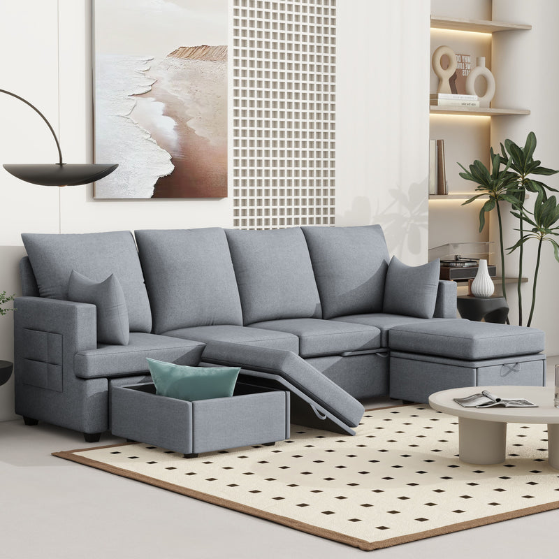 Modern Modular Sofa, Chenile Sectional Couch Set With 2 Pilows Included, Freely Combinable Indoor Funiture For Living Room, Apartment, Office