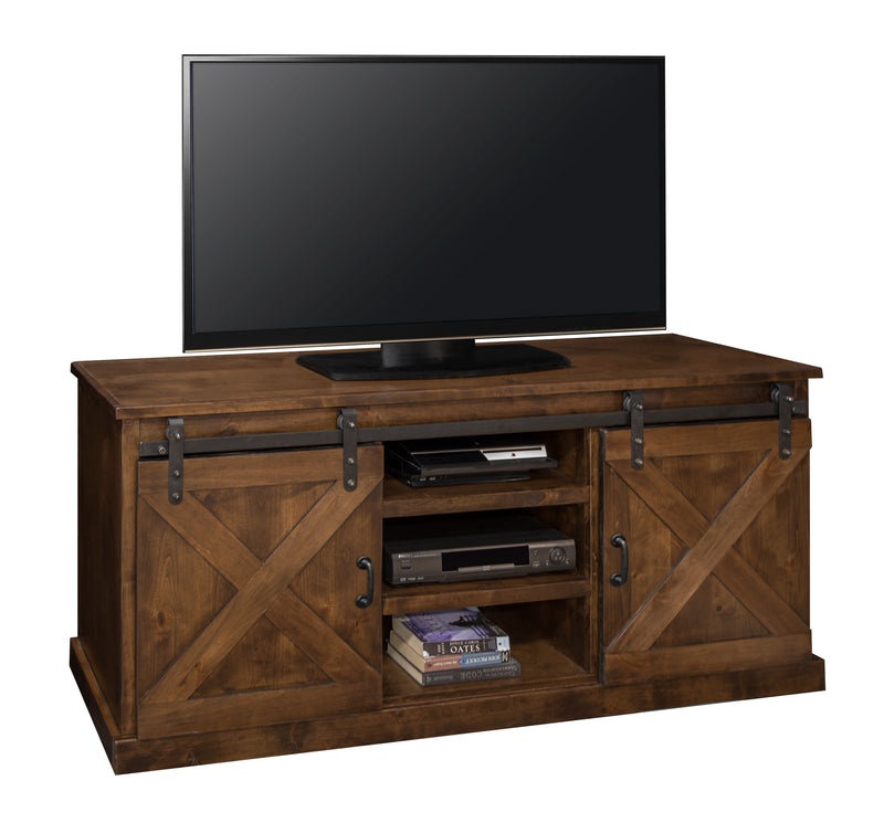 Bridgevine Home Farmhouse 66 inch TV Stand Console for TVs up to 80 inches, No Assembly Required, Aged Whiskey Finish