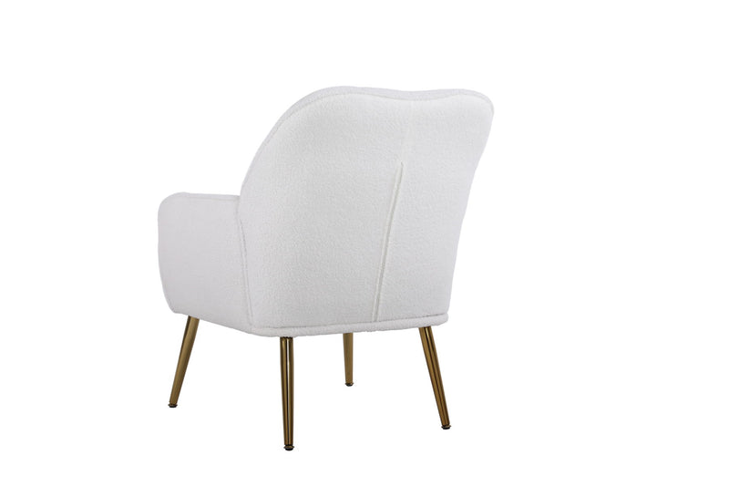 Modern Mid-Century Chair Linen Sherpa Armchair For Living Room Bedroom Office