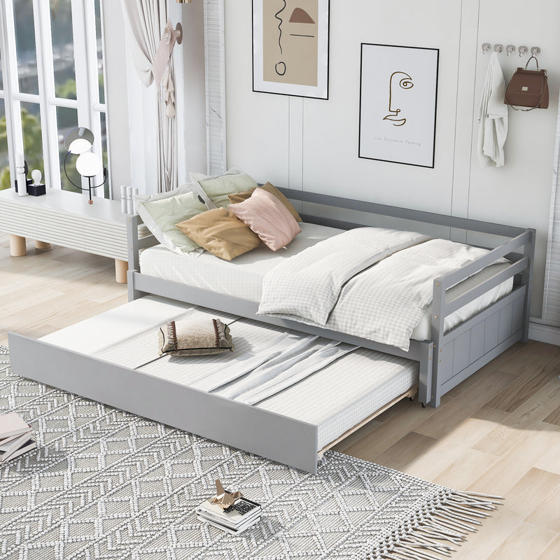 Twin or Double Twin Daybed with Trundle,Gray