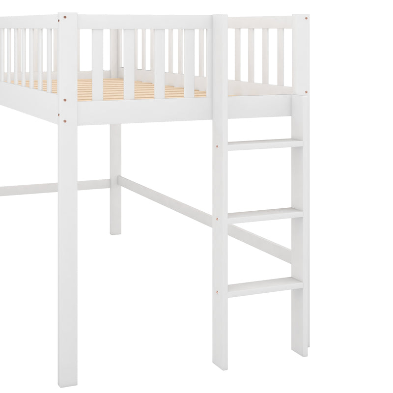 Twin Size Low Loft Bed with Ladder and Slide,White(OLD SKU:WF196418AAK)