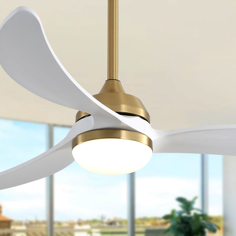 Ceiling Fan With Dimmable LED Light 3 Solid Wood Blades Remote Control Reversible DC Motor For Living Room