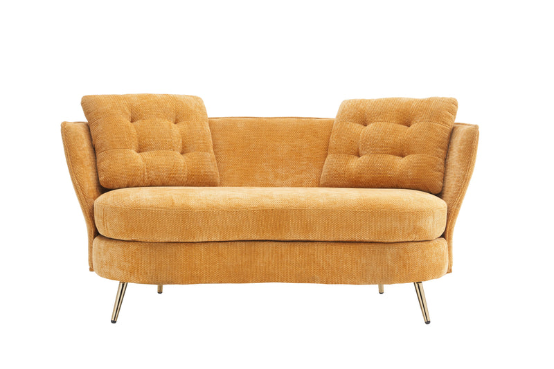 Polyester Fiber Loveseat Sofa Upholstered Couch With Golden Metal Legs Club Two-Seat Sofa For Living Reading Room Bedroom Apartment Small Space Dorm