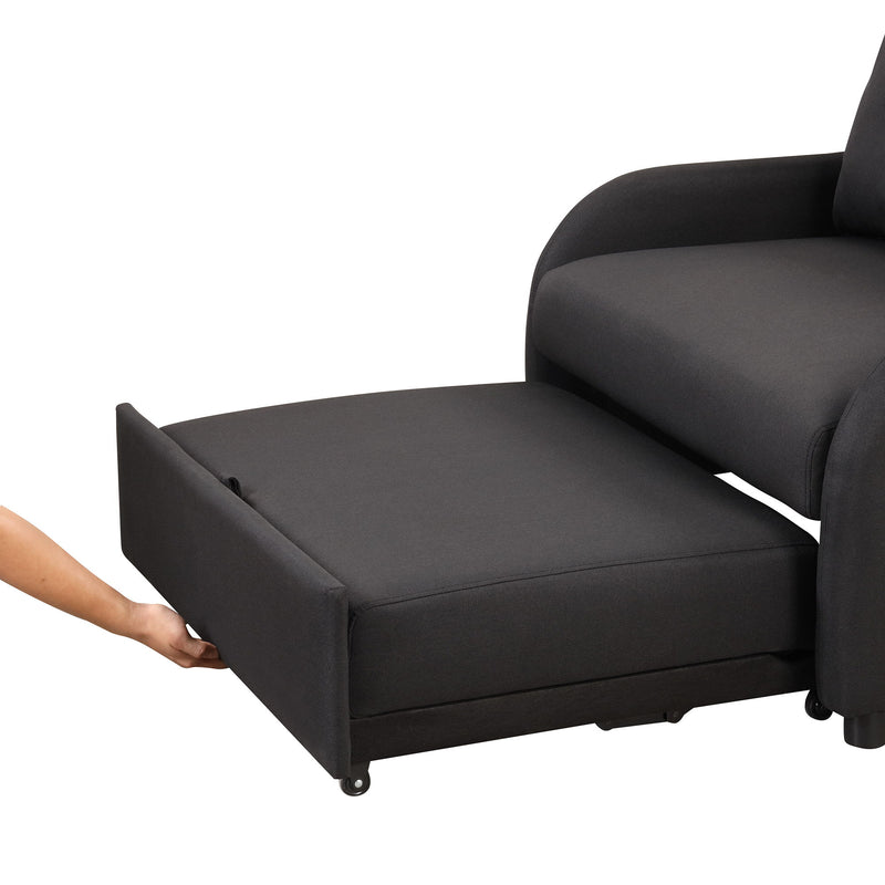 Pull Out Sofa Sleeper 3 In 1 With 2 Wing Table And USB Charge For Nap Line Fabric For Living Room Recreation Room