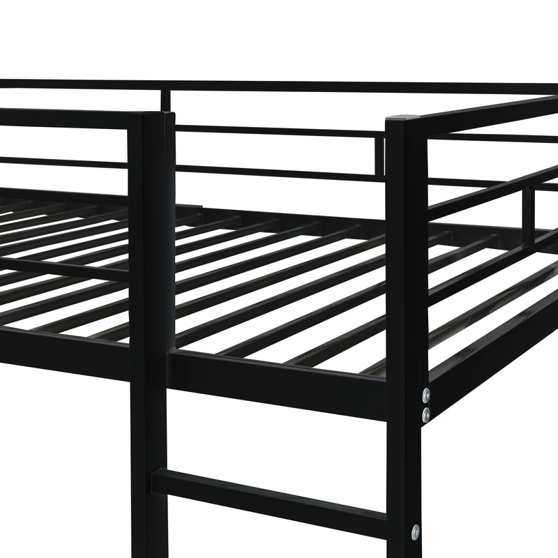 Twin Metal Loft Bed with 2 Shelves and one Desk ,BLACK(Old SKU: MF281206AAB)