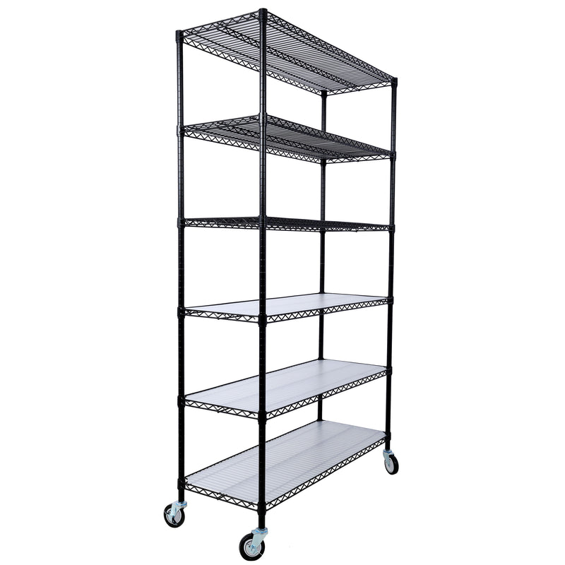 6 Tier 6000Lbs Capacity Nsf Metal Shelf Wire Shelving Unit, Heavy Duty Adjustable Storage Rack With Wheels & Shelf Liners For Commercial Grade Utility Steel Storage Rack