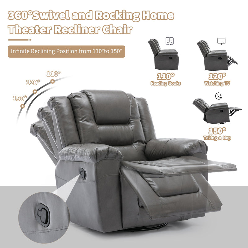 Home Theater Recliner Set Manual Recliner Chair With Wide Armrest, Two Built-In Cup Holders For Living Room