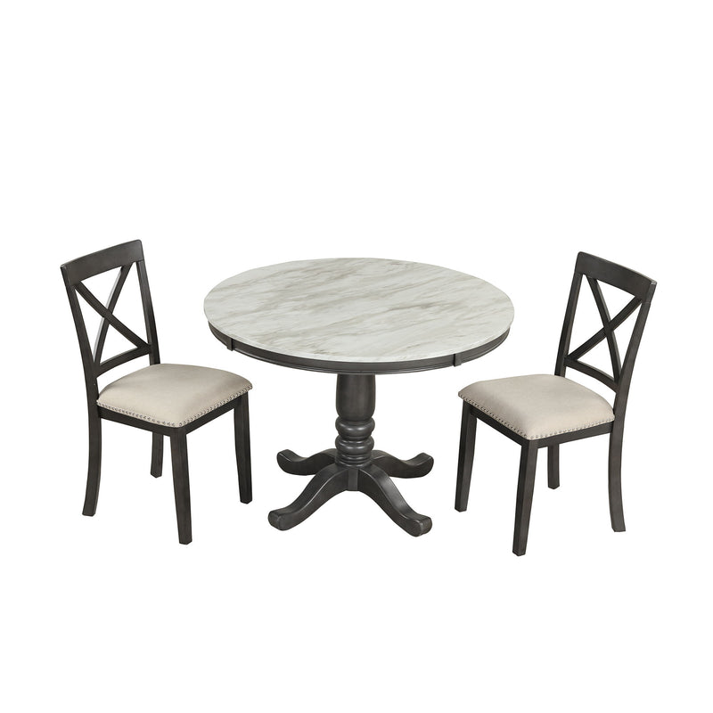 5 Pieces Dining Table And Chairs Set For 4 Persons, Kitchen Room Solid Wood Table With 4 Chairs