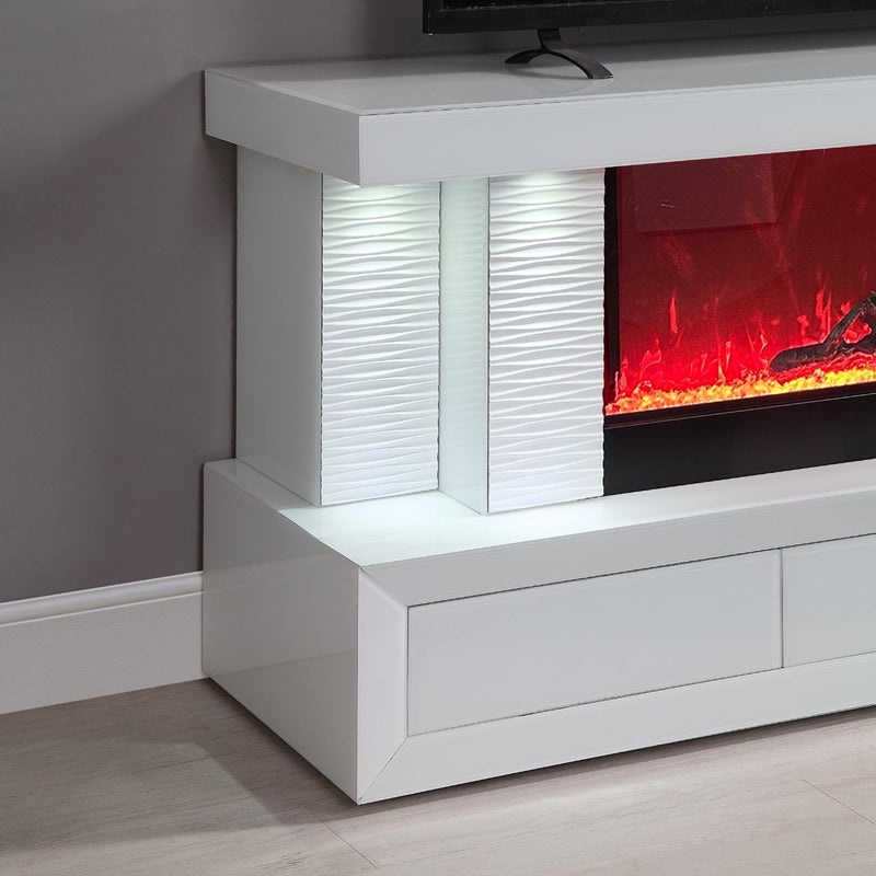 Spencer - TV Stand With Fireplace And Speaker - White