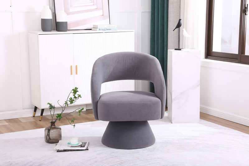 Swivel Accent Chair Armchair, Round Barrel Chair For Living Room Bedroom - Teddy Fabric