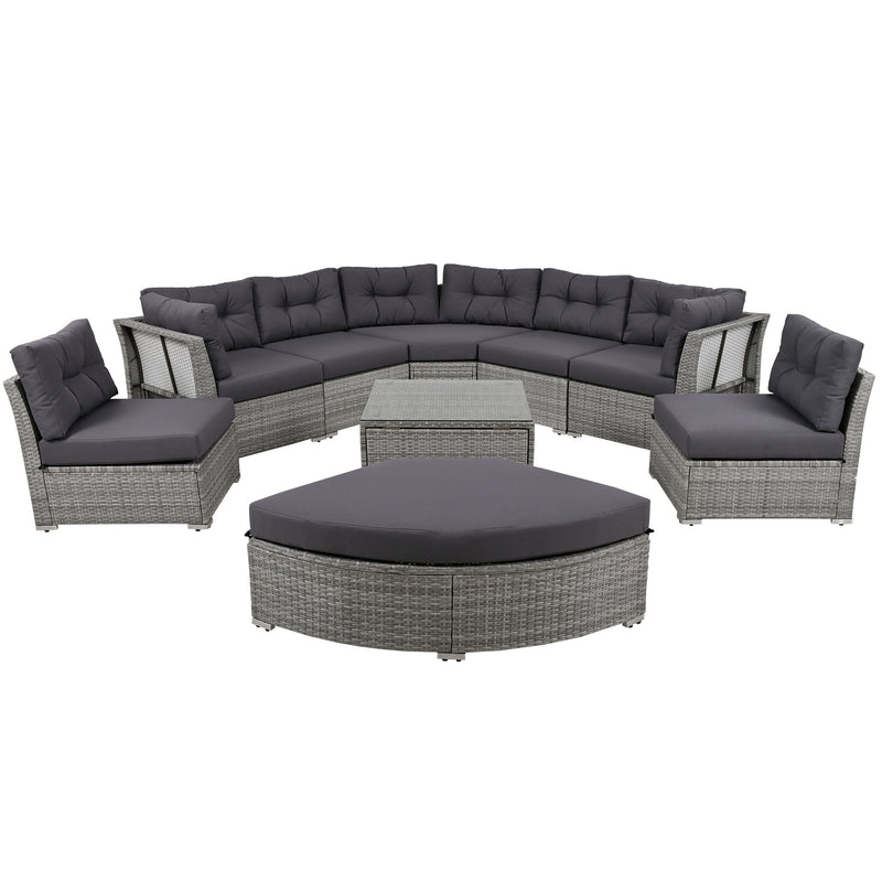 Patio Furniture Set Outdoor Furniture Daybed Rattan Sectional Furniture Set Patio Seating Group With Cushions And Center Table For Patio, Lawn, Backyard, Pool - Gray