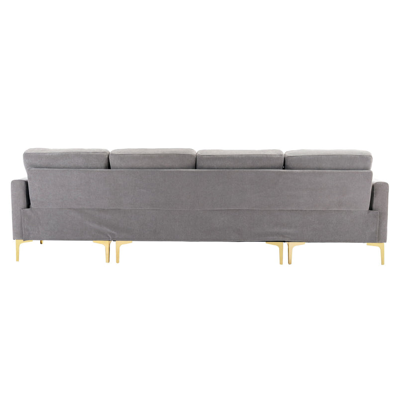 L-Shape Convertible Sectional Sofa Couch With Movable Ottoman For Living Room