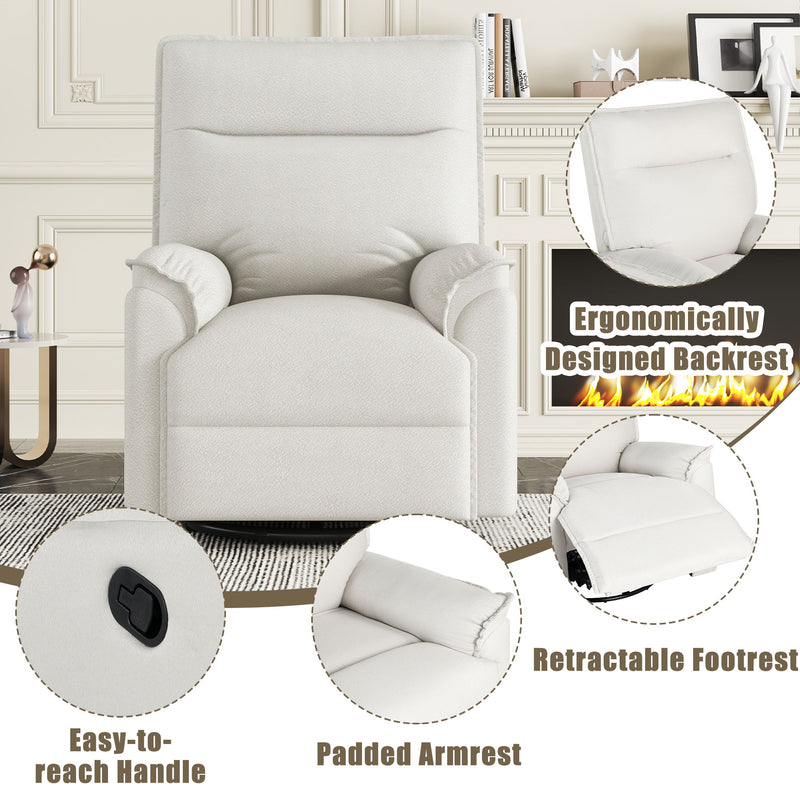 360° Swivel Upholstered Manual Recliner Chair Theater Recliner Sofa Nursery Glider Rocker For Living Room