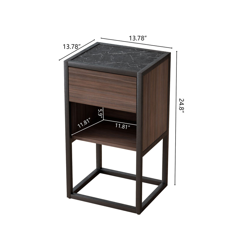 Armando Living Room Side Cabinet, Corner Cabinet, Bedroom Night Stand - Dark Brown / Black