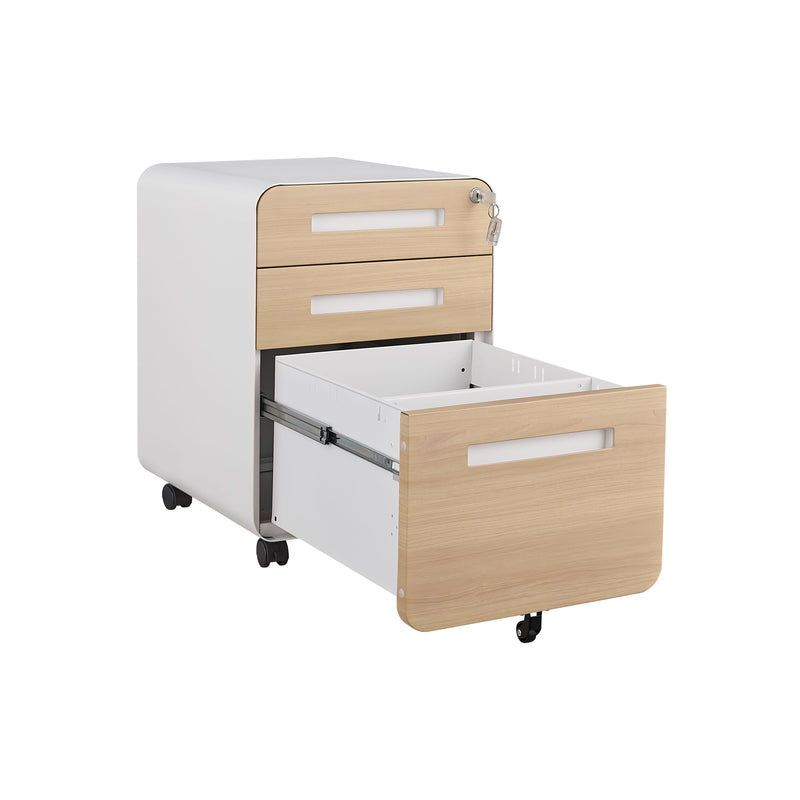 3 Drawer Mobile File Cabinet Under Desk Office, Simple Style Versatile Storage Cabinet For Legal / Letter / A4 Files, 5 Wheel Design Anti-Tilting Cold Rolled Steel Waterproof Moisture-Proof