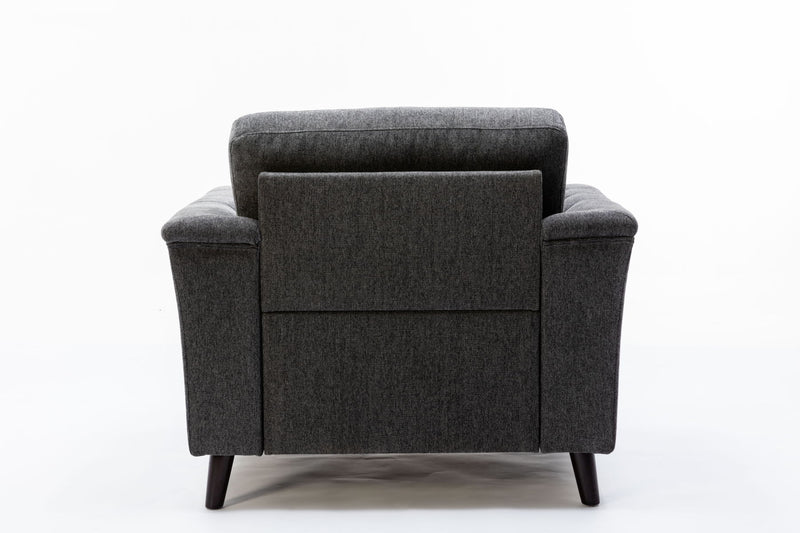 Stanton - Linen Chair With Tufted Arms - Dark Gray