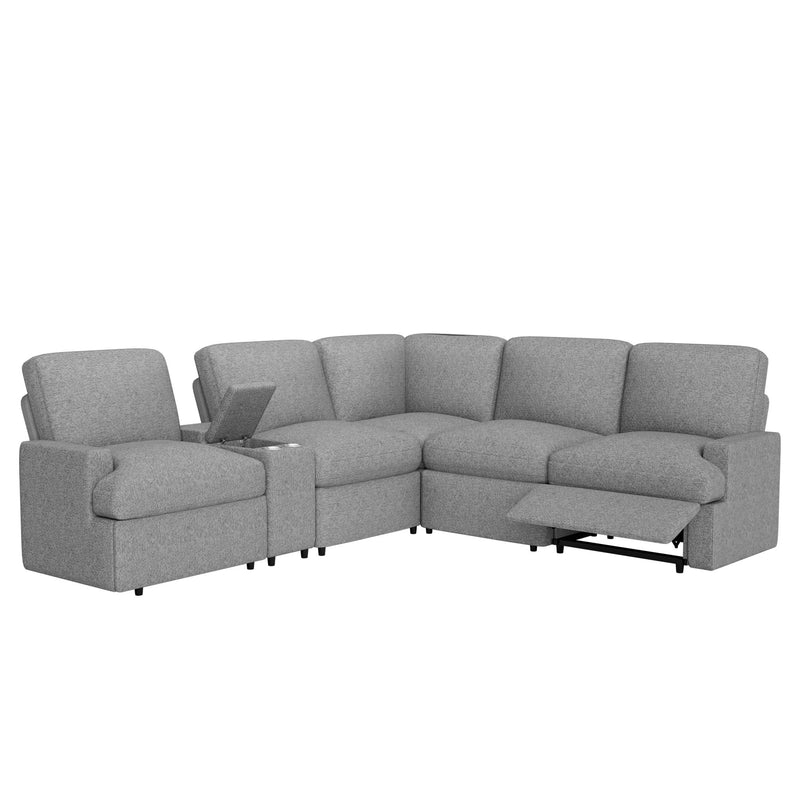 Power Recliner Corner Sofa Home Theater Reclining Sofa Sectional Couches With Storage Box, Cup Holders, USB Ports And Power Socket For Living Room