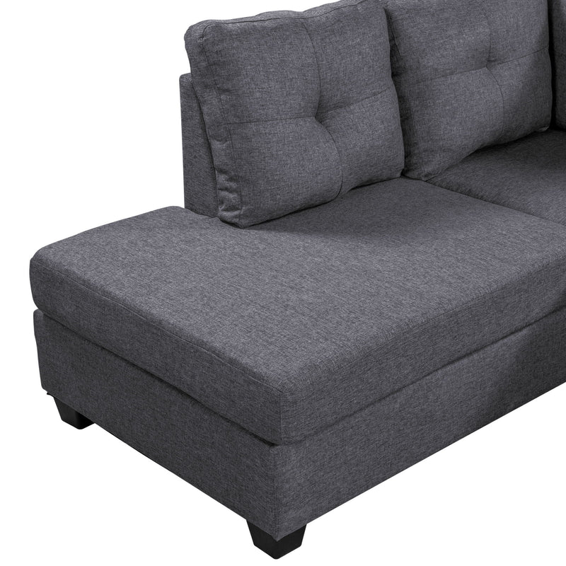 Reversible Sectional Sofa Space Saving With Storage Ottoman Rivet Ornament L-Shape Couch For Large Space Dorm Apartment