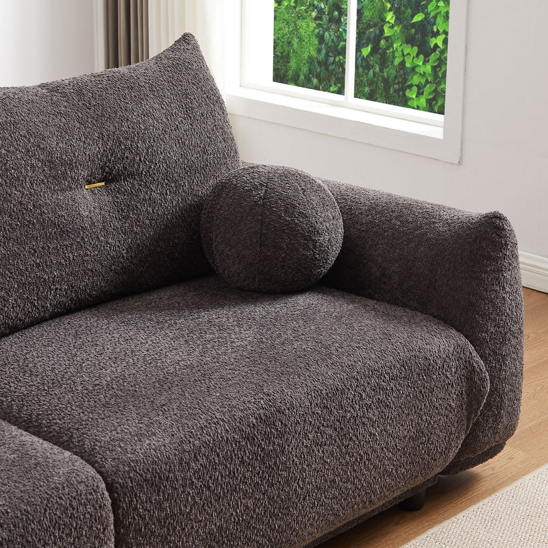 Lamb's Wool 2-Seater Cushion Sofa 90'' Comfortable Sofa For Living Room Bedroom And Other Casual Spaces Lamb's Wool Sofa With 2 Cushions And 2 Ball Pillows