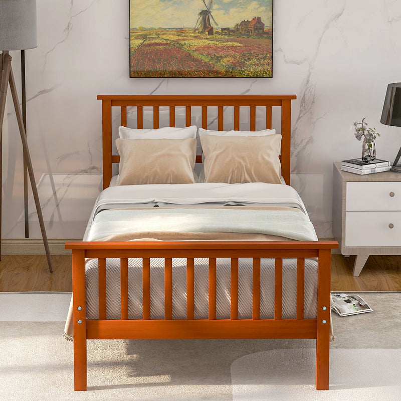 Twin Platform Bed With Headboard And Footboard - Oak