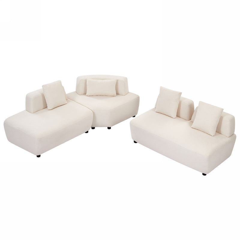 Contemporary 3 Piece Sectional Sofa Free Convertible Sofa With Four Removable Pillows For Living Room