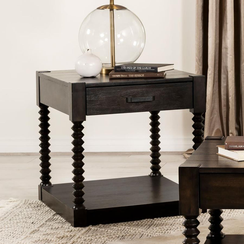 Meredith - 1-Drawer End Table - Coffee Bean