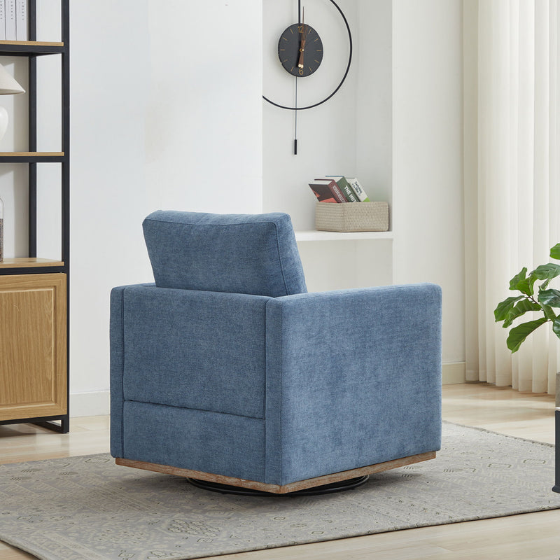 Square Upholstered Swivel Accent Chair And Comfy Accent Single Sofa Chair, 360° Club Chair, Lounge Armchair For Living Room Bedroom Apartment Nursery