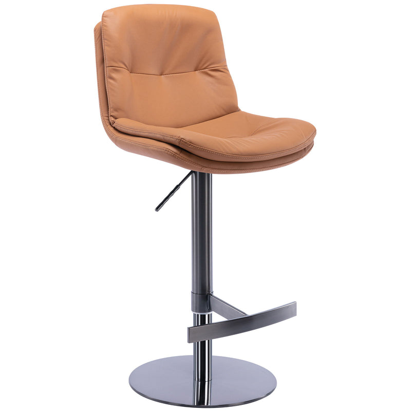 Swivel Bar Stool, Black Titanium Stainless Steel Base And Footrest, Grade, Faux Leather Bar Chair With Backrest