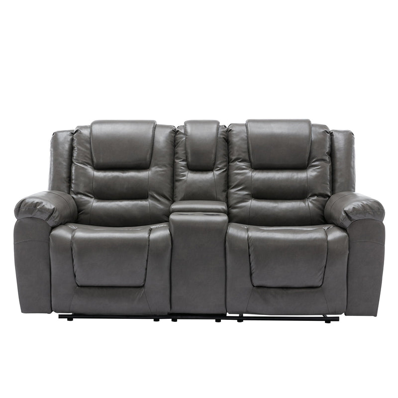 2 Seater Home Theater Recliner Manual Recliner Chair With A Storage Box And Two Cup Holders For Living Room