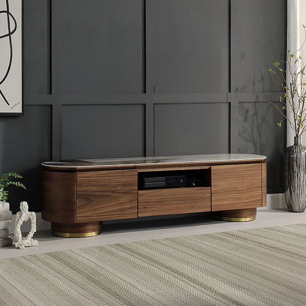 Willene - TV Stand With Ceramic Top - Dark Brown