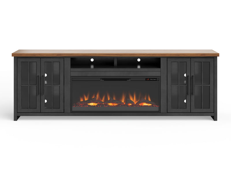 Essex - 97" Fireplace TV Stand Console For TVs Up To 100" - Black And Whiskey