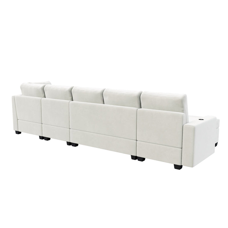 Modern L Shape Sectional Sofa, 6 Seat Velvet Couch With Convertible Chaise Lounge, Freely Combinable Indoor Furniture For Living Room