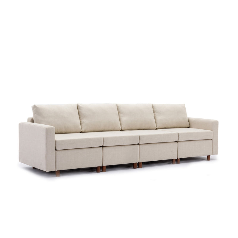 4 Seat Module Sectional Sofa Couch With 2 Ottoman For Living Room, Seat Cushion And Back Cushion Non-Removable And Non-Washable