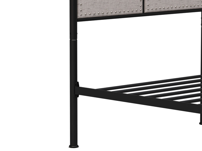 Twin Size Linen Upholstered Platform Metal Bed Frame With Fabric Headboard And Footboard - Brown