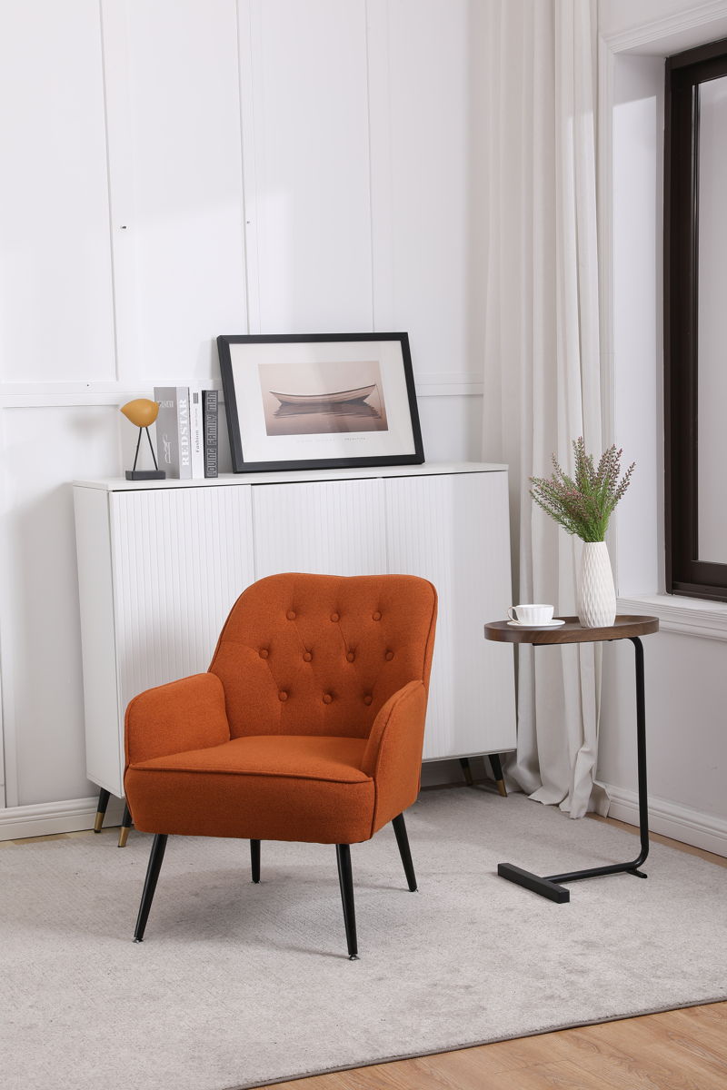 Modern Mid-Century Chair Linen Sherpa Armchair