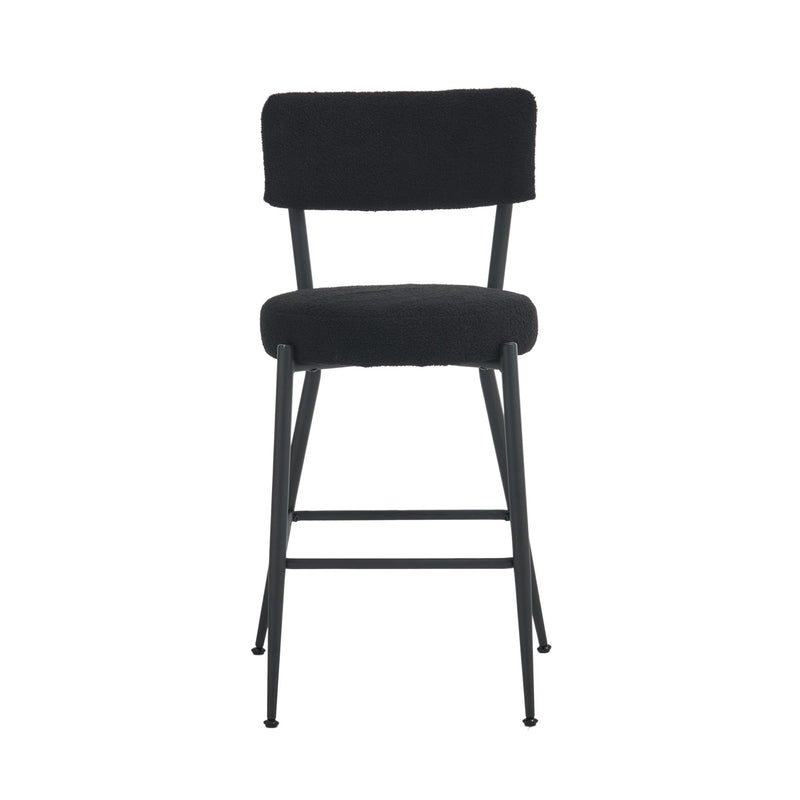 Modern Teddy Fabric Upholstered Bar Stools - Black Legs