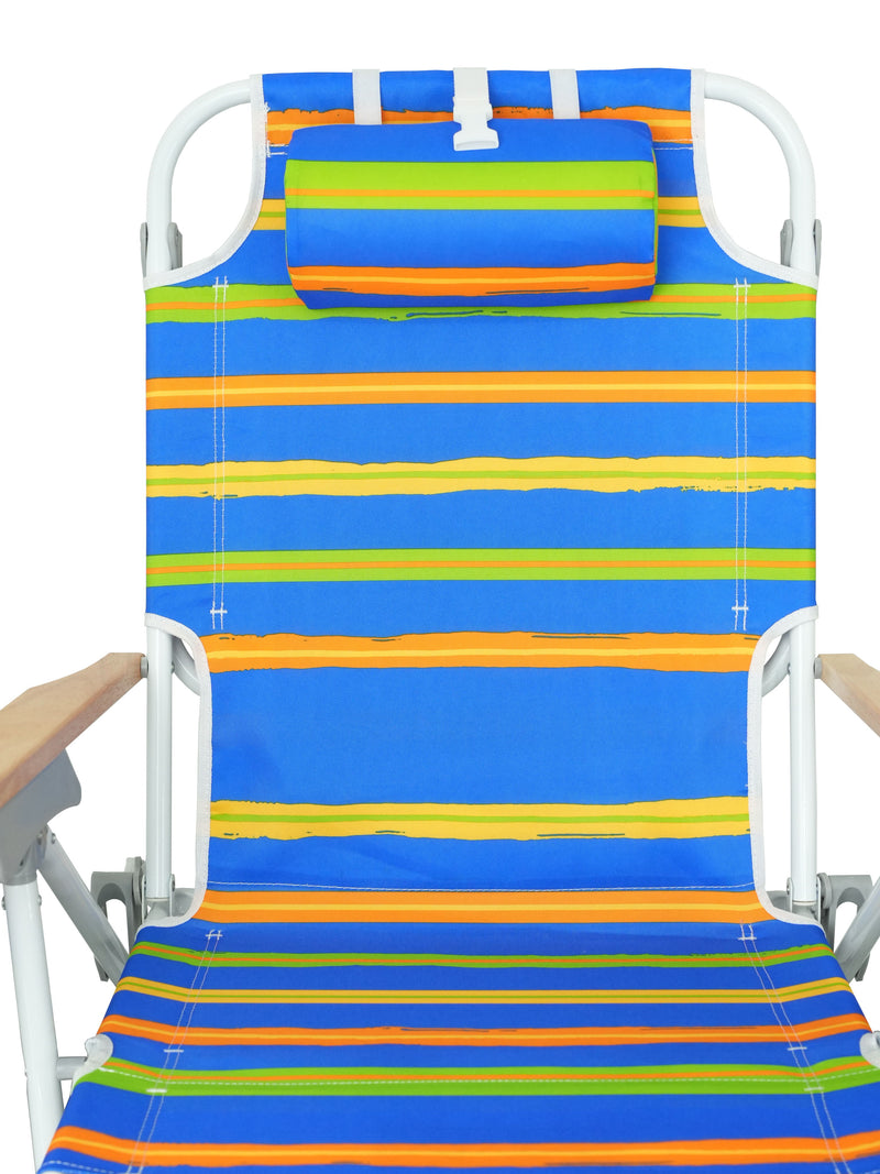 Backpack Beach Chair For Adults, Beach Towel, 5 Position Chair With Pouch Folding Lightweight Positions Back Pack, 1 Piece - Blue / Yellow