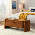 Oval Ottoman Storage Bench Chenille Bench With Large Storage Space For The Living Room, Entryway And Bedroom