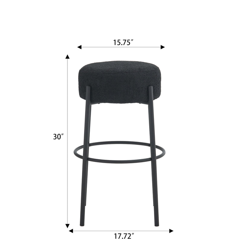 Round High Bar Stools (Set of 2), Contemporary Upholstered Dining Stools For Kitchens, Coffee Shops And Bar Stores