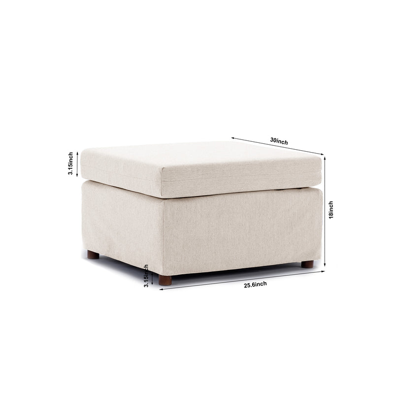 Single Movable ottoman for Modular Sectional Sofa Couch Without Storage Function, Cushion Covers Removable and Washable,Cream