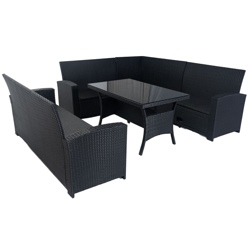 5 Piece Patio Wicker Outdoor Sectional Set 9 Seater Conversation Set With 3 Storage Under Seat