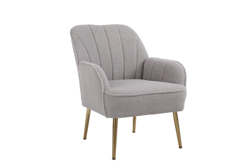 Modern Mid-Century Chair Linen Sherpa Armchair For Living Room Bedroom Office