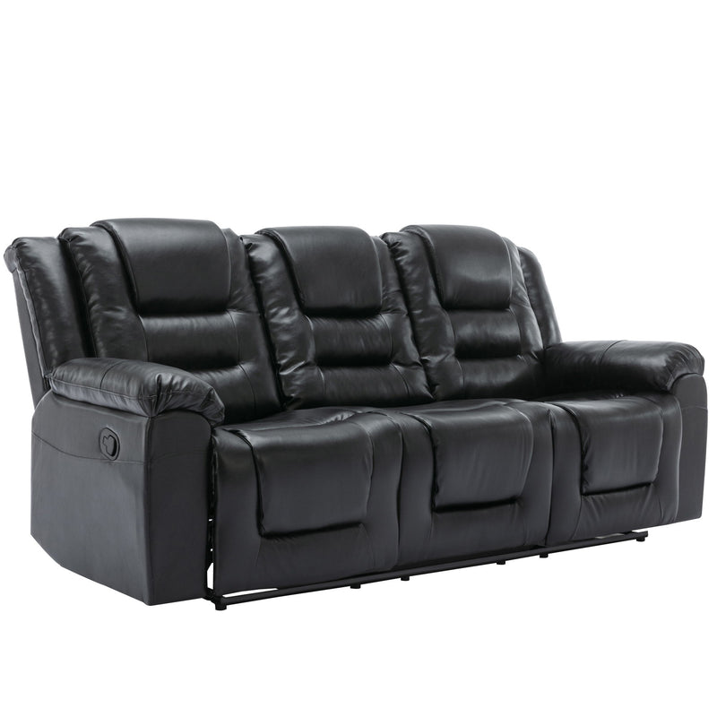 3 Seater Home Theater Recliner Manual Recliner Chair With Two Built-In Cup Holders For Living Room