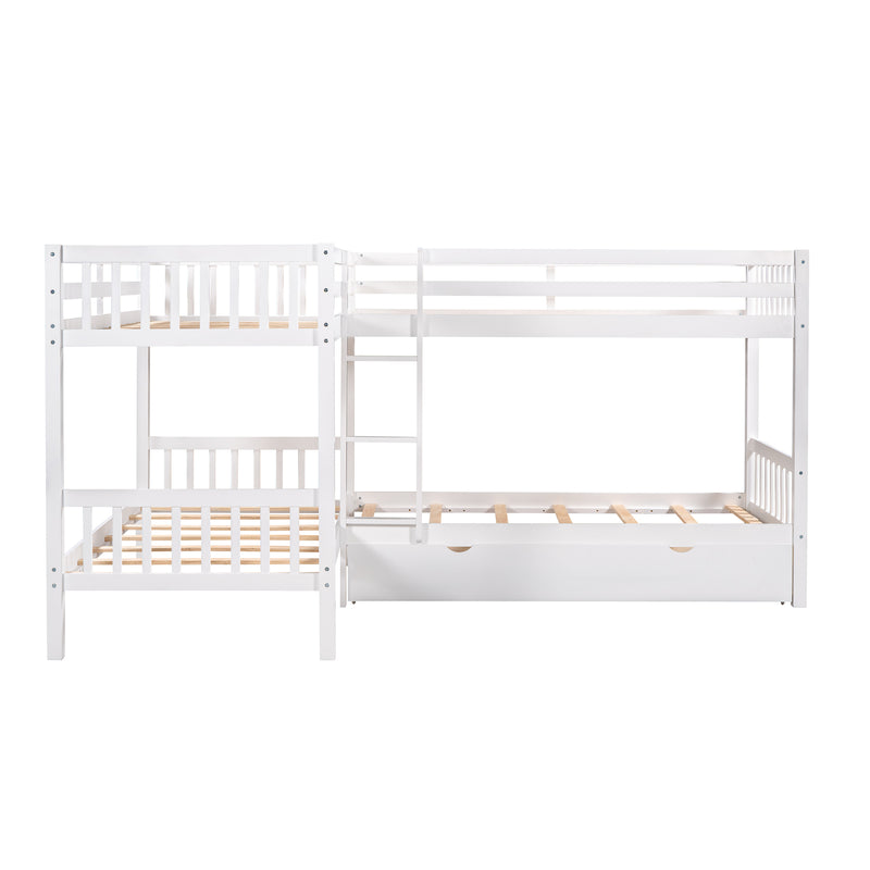 Twin L-Shaped Bunk bed with Drawers-Gray(OLD SKU :LP000038AAK)