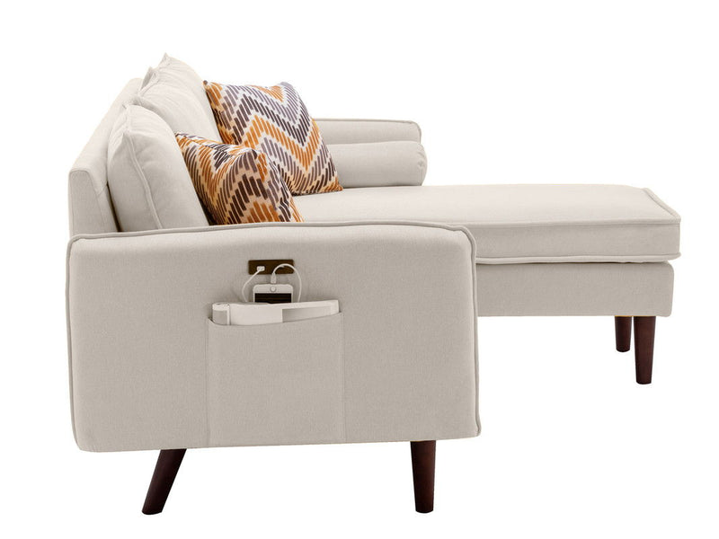 Mia - Sectional Sofa Chaise With USB Charger And Pillows
